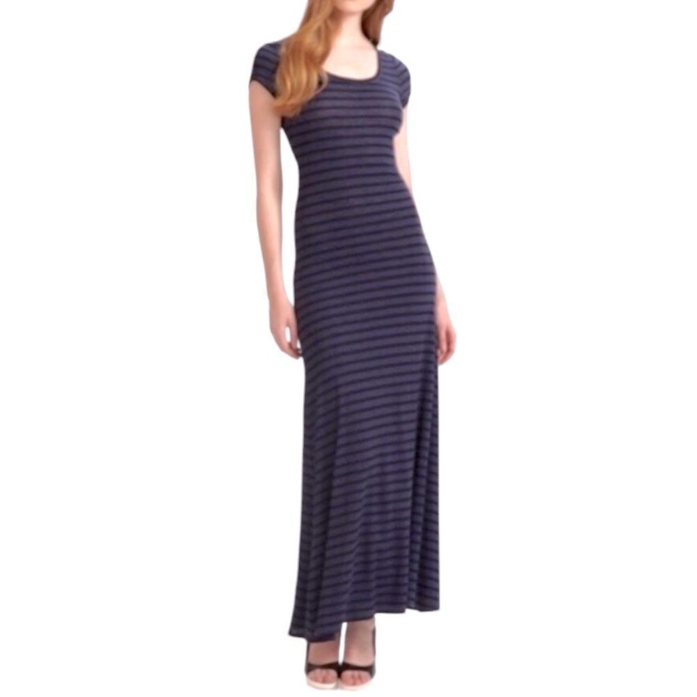 S - Bcbgmaxazria Lexi Striped Maxi Dress Blue & Black